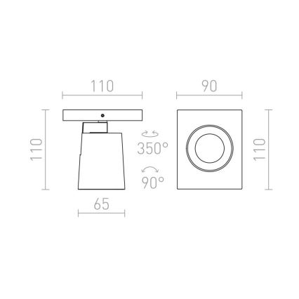 RED - Design Rendl - R12912 - Stenski reflektor KENNY 1xGU10/35W/230V