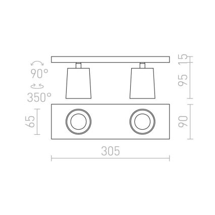 RED - Design Rendl - R12915 - Reflektor KENNY 2xGU10/35W/230V