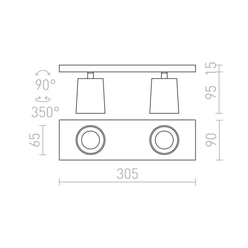 RED - Design Rendl - R12915 - Reflektor KENNY 2xGU10/35W/230V