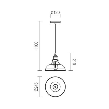 Redo 01-1002 - Lestenec na vrvici SAVILLE 1xE27/42W/230V