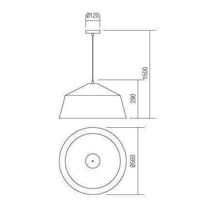Redo 01-1102 - Lestenec na vrvici AYLA 1xE27/42W/230V pr. 56 cm zlata