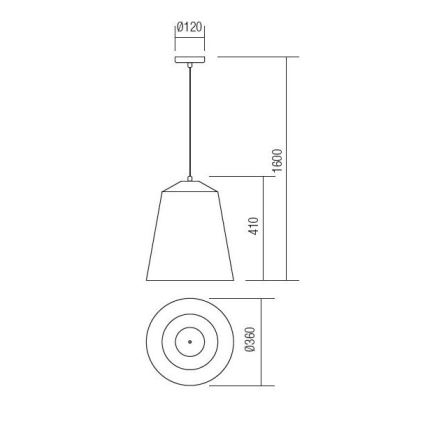Redo 01-1104 - Lestenec na vrvici AYLA 1xE27/42W/230V pr. 36 cm zlata