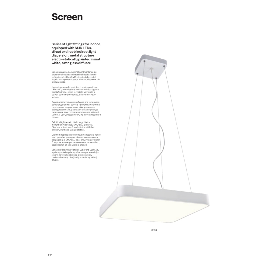 Redo 01-1124 - LED Lestenec na vrvici SCREEN LED/48W/230V 3000K