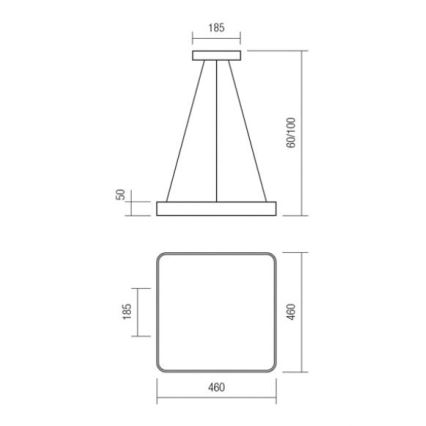 Redo 01-1124 - LED Lestenec na vrvici SCREEN LED/48W/230V 3000K