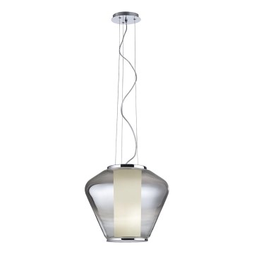 Redo 01-1139 - Viseča svetilka na kablu FUSION 1xE27/42W/230V, premer 30 cm, sijajni krom / dimljeno steklo
