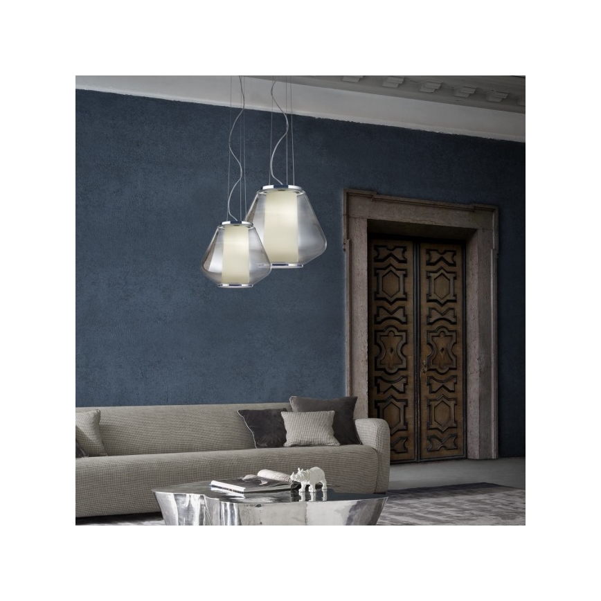 Redo 01-1140 - Lestenec na vrvici FUSION 1xE27/42W/230V pr. 38 cm siva