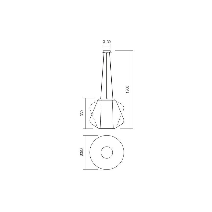 Redo 01-1140 - Lestenec na vrvici FUSION 1xE27/42W/230V pr. 38 cm siva
