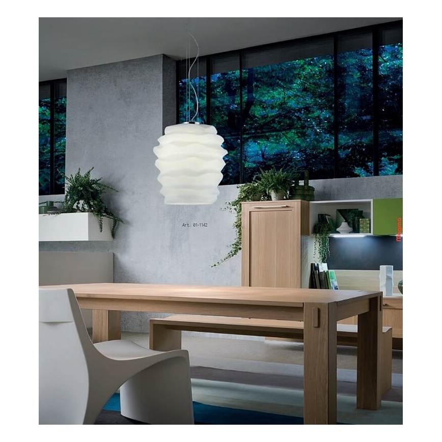 Redo 01-1141 - Viseča svetilka na kablu MAGMA 1xE27/42W/230V premer 30 cm sijajni krom/bela