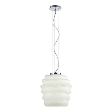 Redo 01-1141 - Viseči lestenec na jeklenem kablu MAGMA 1xE27/42W/230V, premer 38 cm, sijajni krom/bela