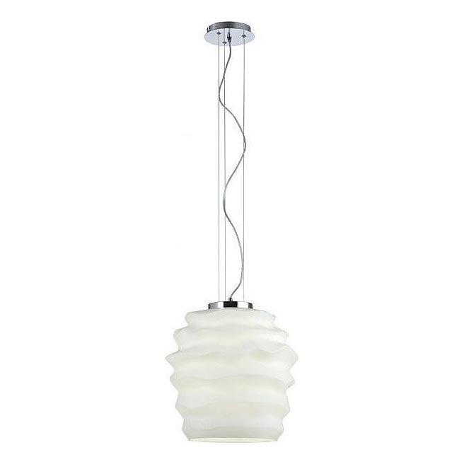 Redo 01-1141 - Viseči lestenec na jeklenem kablu MAGMA 1xE27/42W/230V, premer 38 cm, sijajni krom/bela