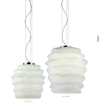 Redo 01-1141 - Viseči lestenec na jeklenem kablu MAGMA 1xE27/42W/230V, premer 38 cm, sijajni krom/bela