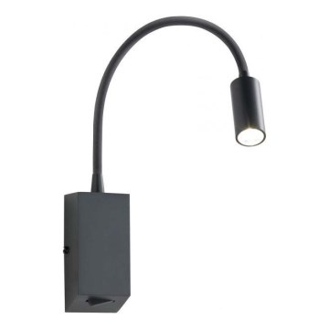 Redo 01-1194 - LED Fleksibilna mala svetilka HELLO LED/3W/230V črna