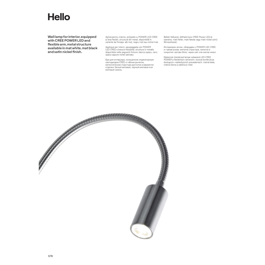 Redo 01-1194 - LED Fleksibilna mala svetilka HELLO LED/3W/230V črna