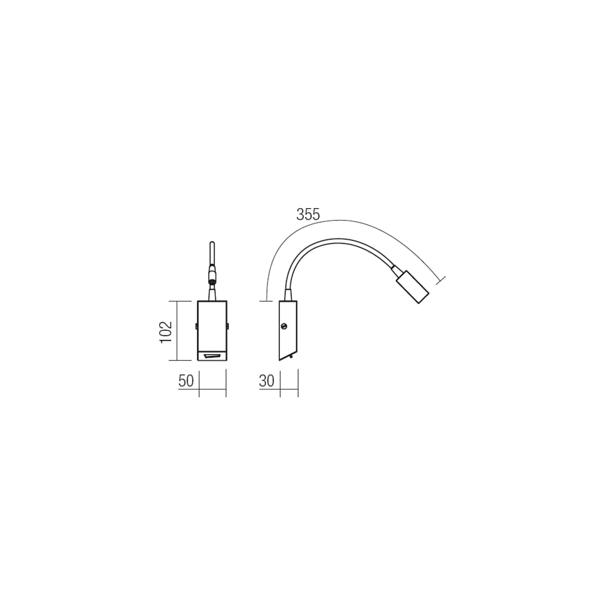 Redo 01-1194 - LED Fleksibilna mala svetilka HELLO LED/3W/230V črna