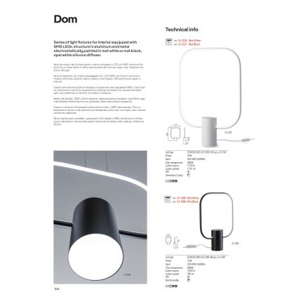 Redo 01-1226 - LED zatemljiva namizna svetilka DOM LED/21W/230V bela