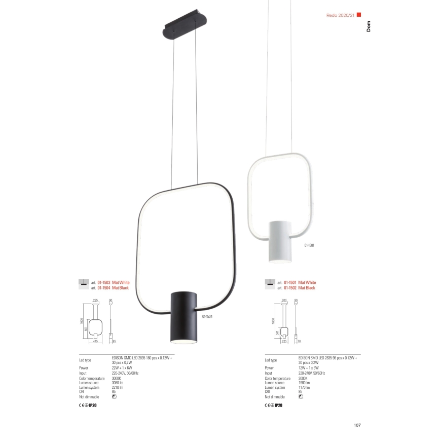 Redo 01-1226 - LED zatemljiva namizna svetilka DOM LED/21W/230V bela