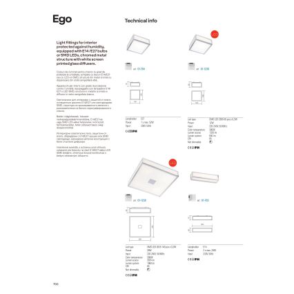 Redo 01-1236 - LED kopalniška stropna svetilka EGO LED/12W/230V IP44 sijajni krom