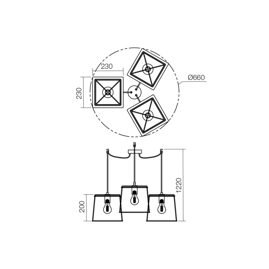 Redo 01-1265 - Lestenec na vrvici SKETCH 3xE27/42W/230V pajek