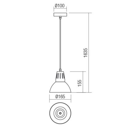 Redo 01-1279 - Lestenec na kablu PEEP 1xE27/42W/230V premer 16,5 cm črna