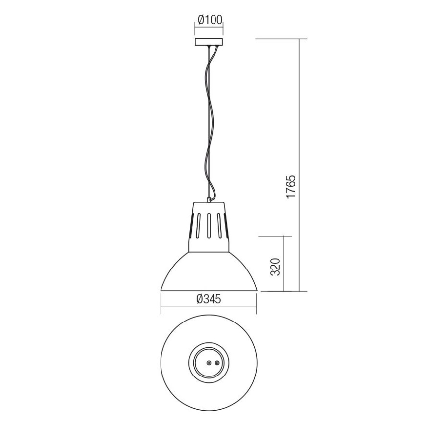 Redo 01-1282 - Lestenec na kablu PEEP 1xE27/42W/230V, premer 34,5 cm, bela