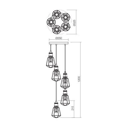 Redo 01-1303 - Lestenec na vrvici THARU 5xE27/42W/230V