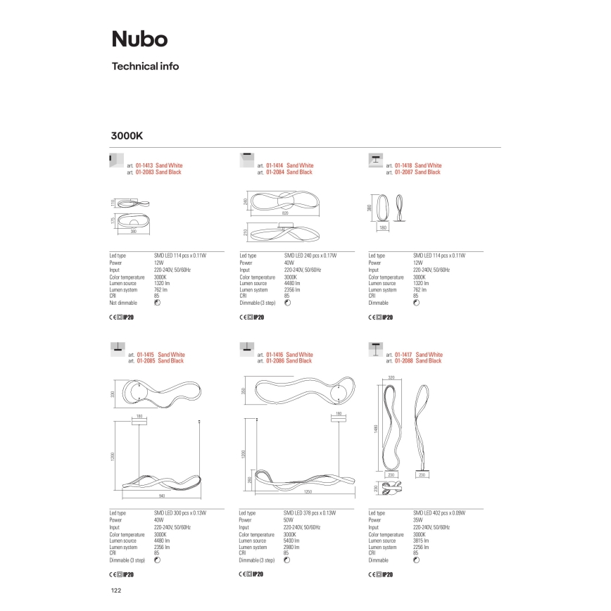 Redo 01-1417 - zatemnjiva LED stoječa svetilka NUBO LED/35W/230V bela