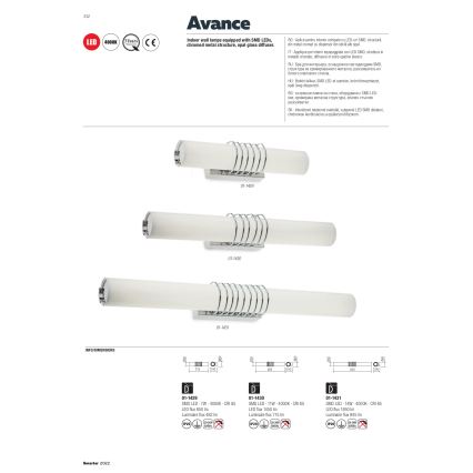 Redo 01-1431 - LED Stenska svetilka AVANCE LED/14W/230V 63 cm bela