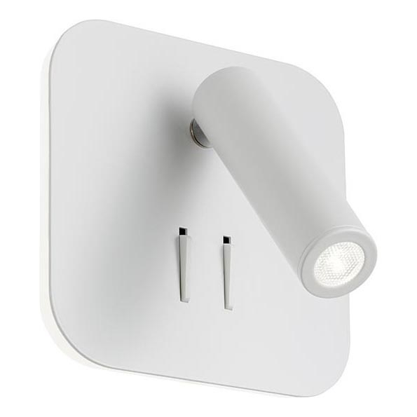 Redo 01-1491 - LED stensko svetilo QUDA LED/6W/230V + LED/3W CRI 90 USB bela