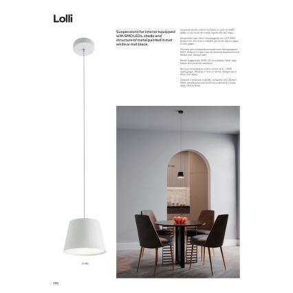 Redo 01-1495 - LED viseča svetilka na žici LOLLI LED/6W/230V, premer 14 cm, bela