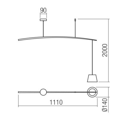 Redo 01-1497 - LED Lestenec na vrvici LOLLI LED/6W/230V bela