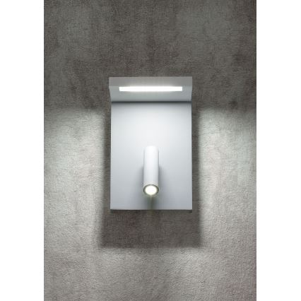 Redo 01-1499 - LED Stenski reflektor AGOS LED/6W/230V + LED/3,2W USB bela