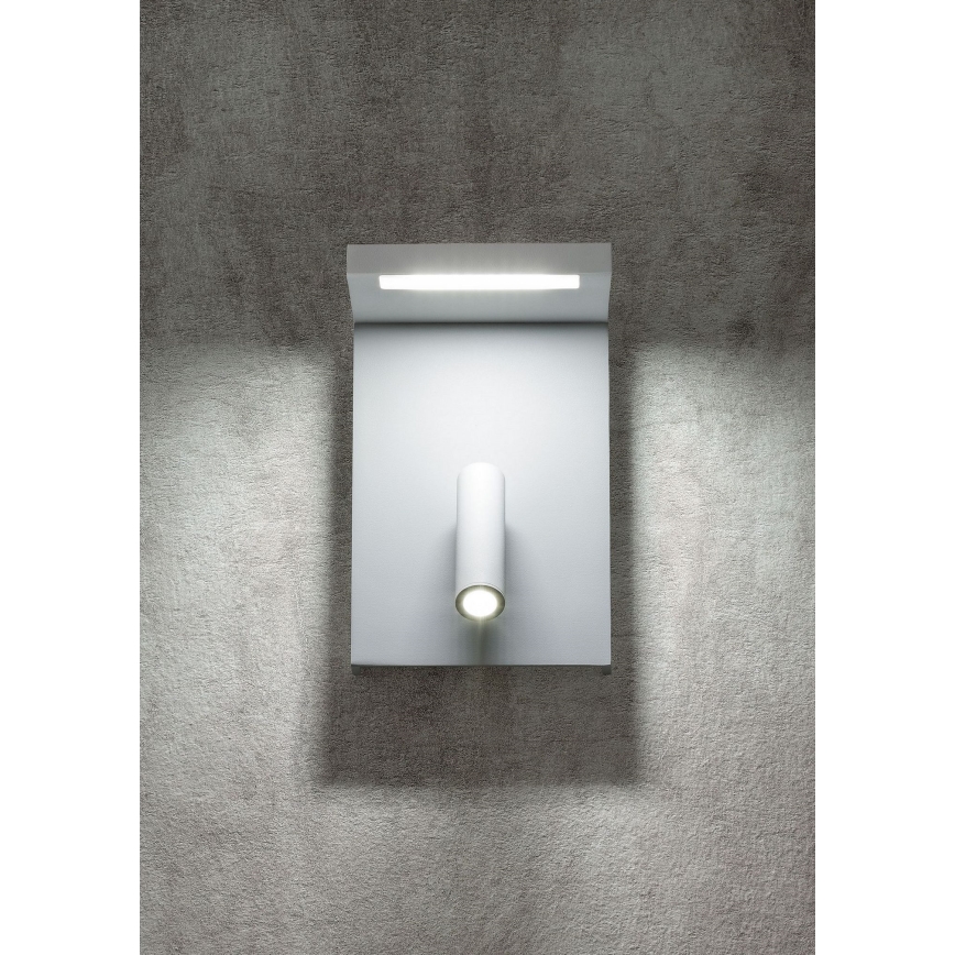 Redo 01-1499 - LED Stenski reflektor AGOS LED/6W/230V + LED/3,2W USB bela