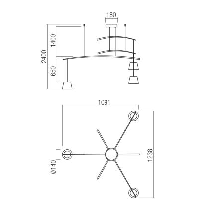 Redo 01-1524 - LED Lestenec na vrvici LOLLI 3xLED/6W/230V bela