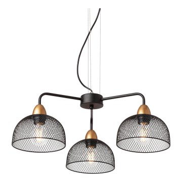 Redo 01-1573 - Viseči lestenec TAMIS na jekleni vrvici 3xE27/42W/230V, premer 59 cm, črn
