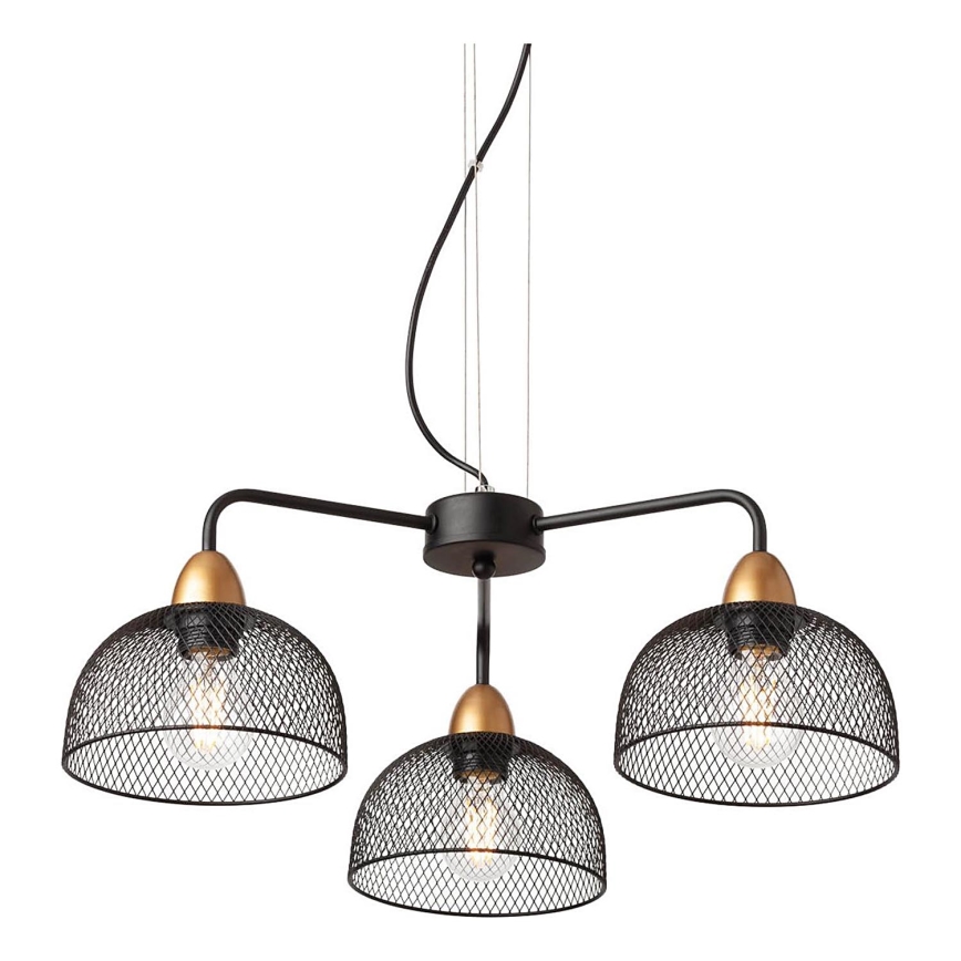 Redo 01-1573 - Viseči lestenec TAMIS na jekleni vrvici 3xE27/42W/230V, premer 59 cm, črn