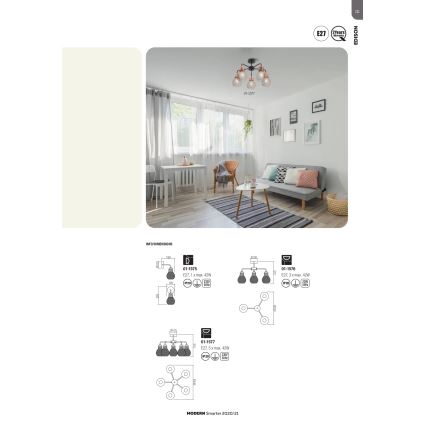 Redo 01-1577 - Lestenec na palici EDISON 5xE27/42W/230V premer 53 cm črna/medena