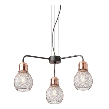 Redo 01-1579 - Lestenec na kablu EDISON 3xE27/42W/230V premer 53 cm črna/medena