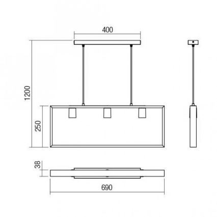 Redo 01-1665 - Lestenec na vrvici TIMBER 3xE27/42W/230V bukev