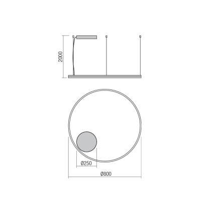 Redo 01-1712 - LED Lestenec na vrvici ORBIT LED/55W/230V