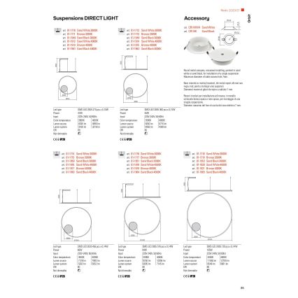 Redo 01-1713 - LED zatemljiv lestenec na kablu ORBIT LED/55W/230V, bronza