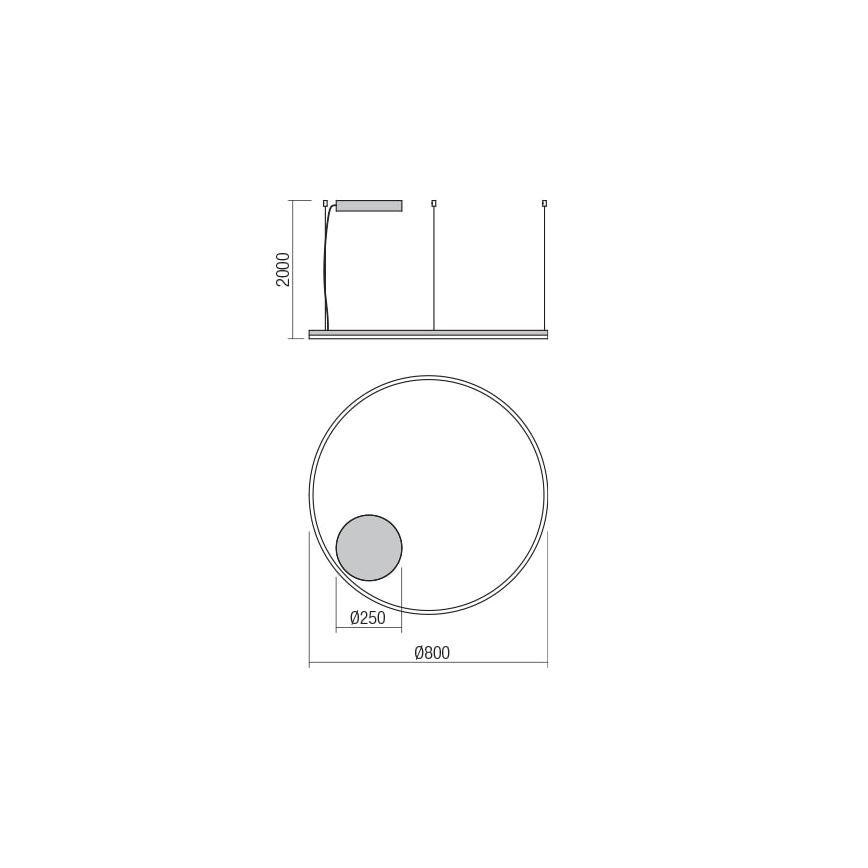 Redo 01-1713 - LED zatemljiv lestenec na kablu ORBIT LED/55W/230V, bronza