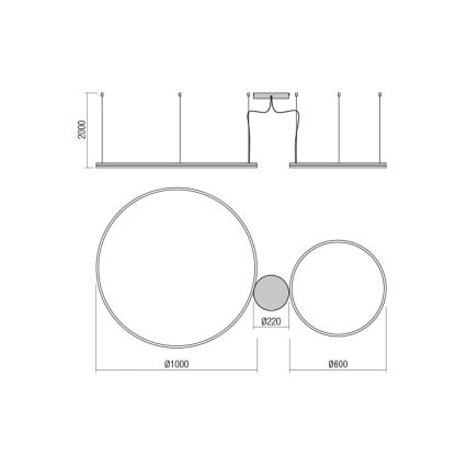 Redo 01-1721 - LED Lestenec na vrvici ORBIT LED/42W + LED/66W/230V