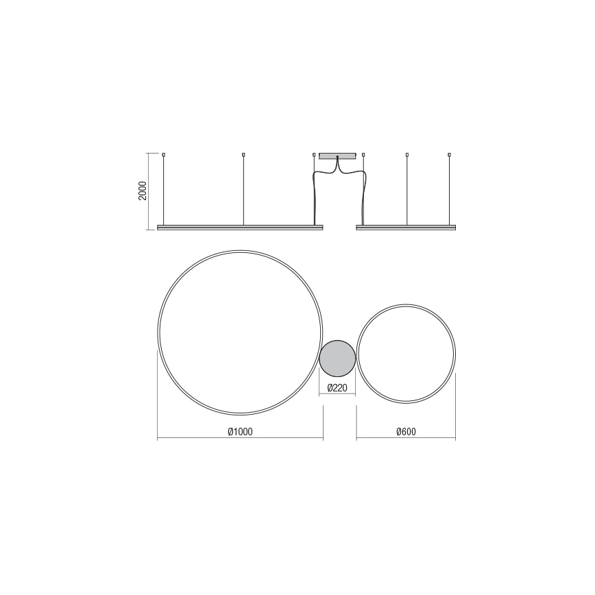 Redo 01-1721 - LED Lestenec na vrvici ORBIT LED/42W + LED/66W/230V