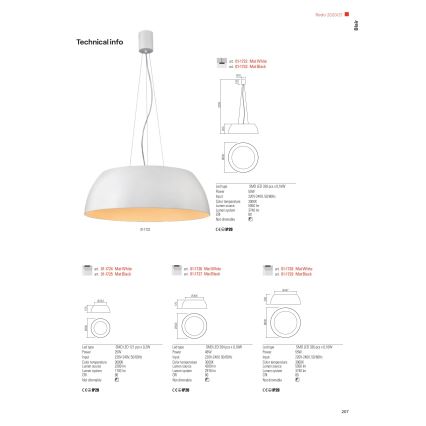 Redo 01-1732 - LED Lestenec na vrvici BLAIR LED/55W/230V 3000K bela