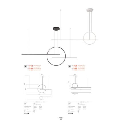 Redo 01-1734 - LED Zatemnitveni lestenec na vrvici GIOTTO LED/46W/230V bela