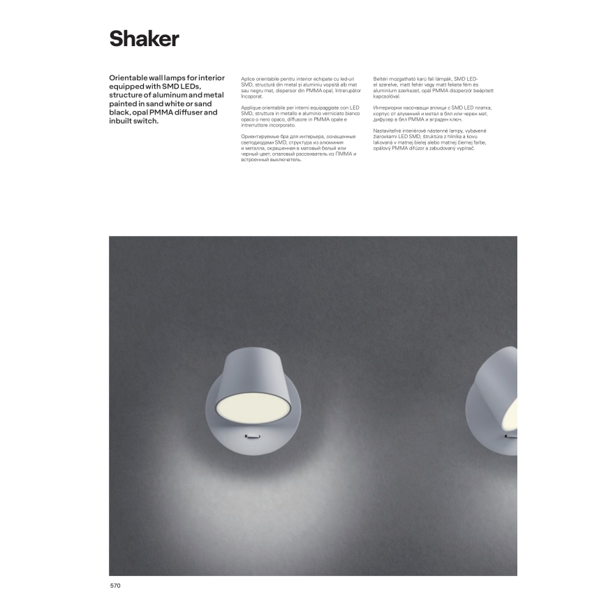 Redo 01-1738 - LED Stenska svetilka SHAKER LED/6W/230V