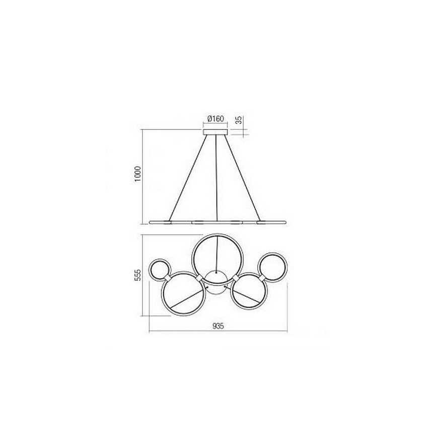 Redo 01-1742 - LED Lestenec na vrvici RADIUS LED/45W/230V