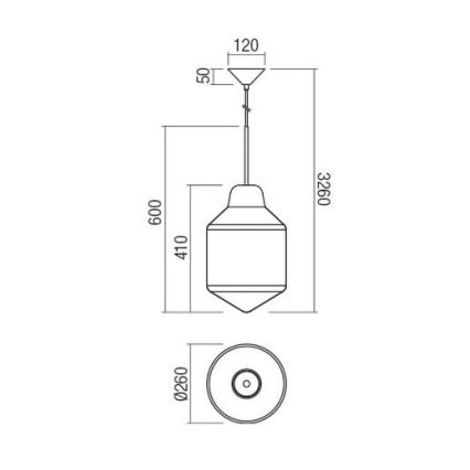 Redo 01-1772 - Lestenec na kablu AMNO 1xE27/42W/230V Ø 26 cm bež