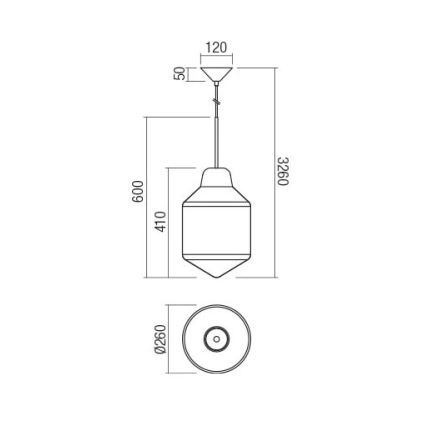 Redo 01-1773 - Lestenec AMNO na kablu 1xE27/42W/230V, premer 26 cm, siva
