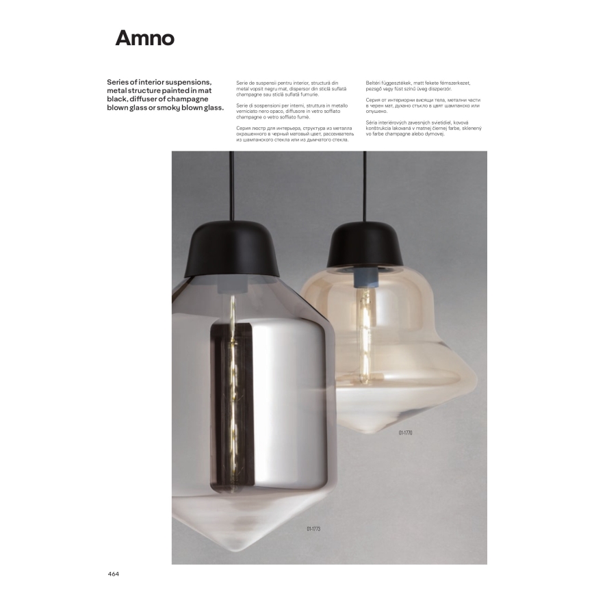 Redo 01-1773 - Lestenec na vrvici AMNO 1x/E27/42W/230V pr. 26 cm siva